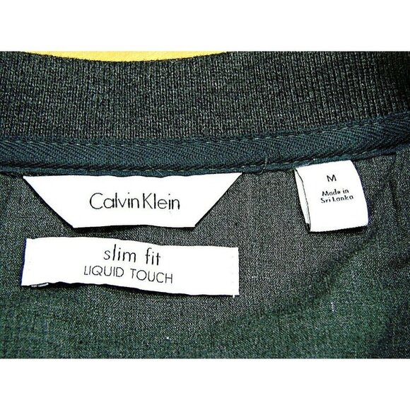 Womens Calvin Klein Slim Fit 1/4 Zip Liquid Touch Polo Shirt Black Gray Sz Med - Picture 5 of 12
